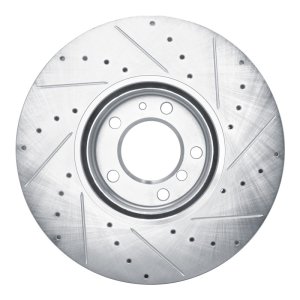 BMW 540I Brake Rotor (1) - Front Left - R1 Concepts - Drilled & Slotted - Silver - `00-`03